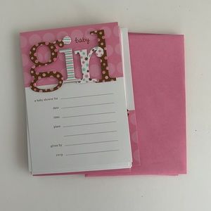 Shower Invitations - Carlton Cards - Baby Girl 8 Pink Cards and 8 pink envelopes